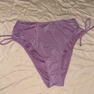 Victoria’s Secret Ruched High Waist Cheeky Bikini Bottom Light Lilac Metallic